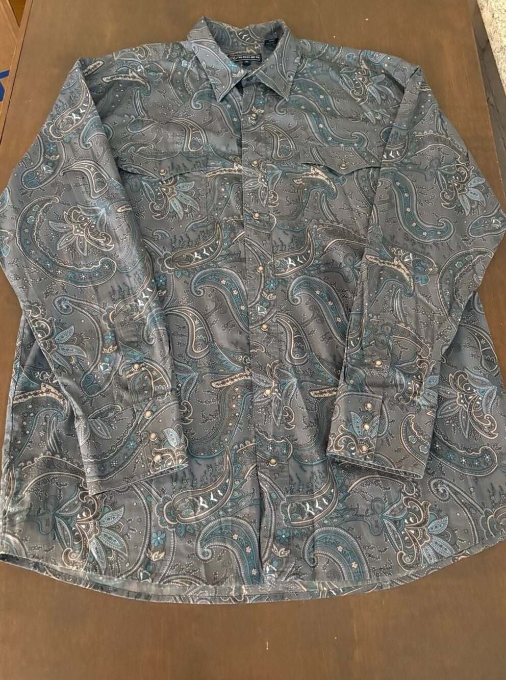 Roper Men's 2XL Paisley Print Western Pearl Snap Button Shirt Cowboy Rodeo
